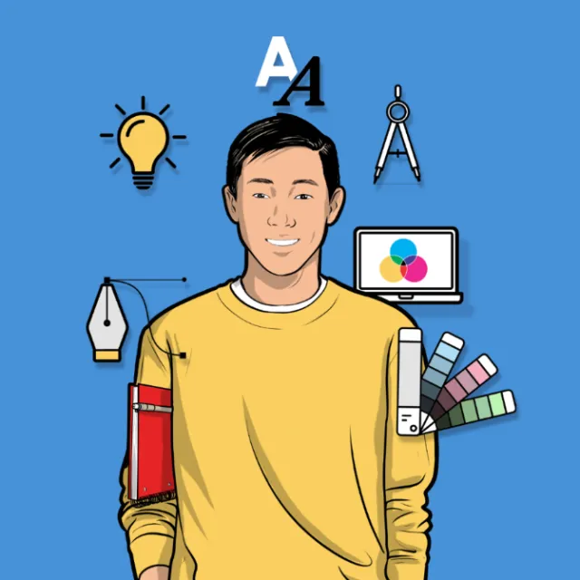 Graphic designer with creative tools digital illustration by Davi Augusto