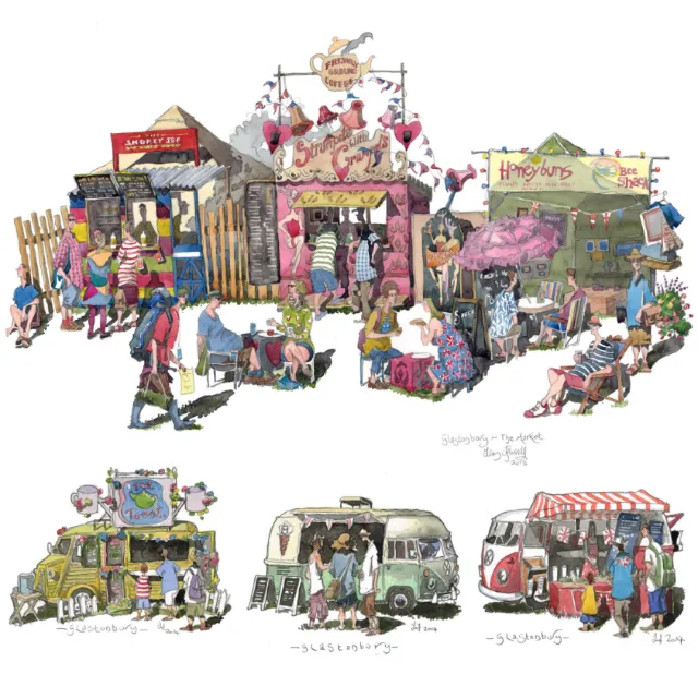 Oil painting of The Glastonbury Festival