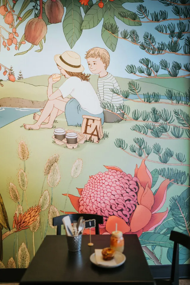Illustration of lakeside camping