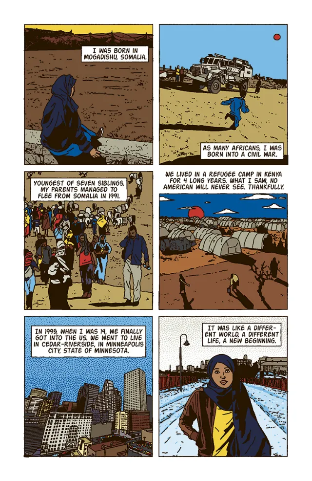 Comic panels depicting US Congresswomen stories by Ing Lee