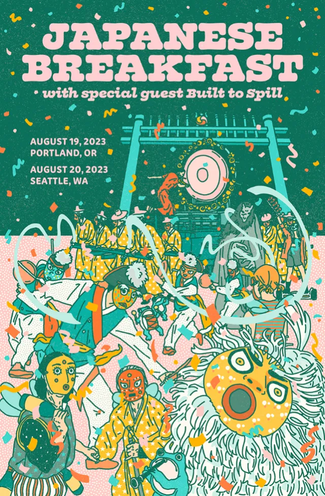 Concert poster for Japanese Breakfast with Built to Spill by Ing Lee