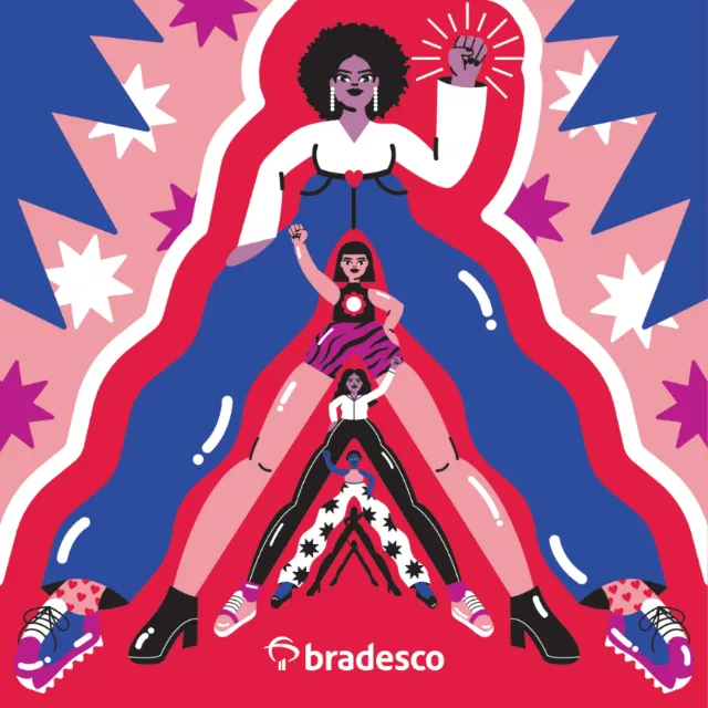 Illustration of three empowered women standing boldly by Marina Procházka