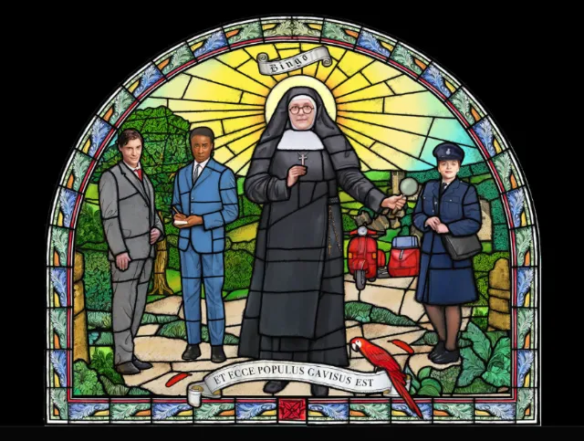 Sister Boniface 2nd season stained glass window illustration