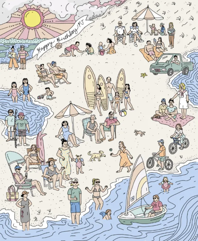 50 family members' portrait drawing