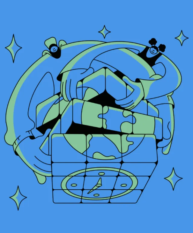 Illustration of the Guardian Bag design featuring entwined figures, by Veronika Kiriyenko