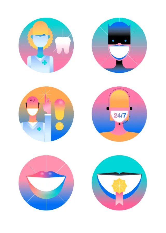 Colorful healthcare and wellness icons by Tobias Wandres