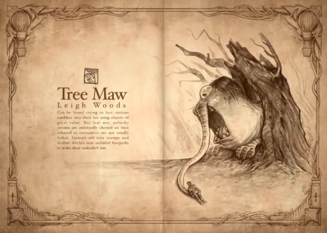 Tree Maw creature from Leigh Woods illustrated by Tom Bonson