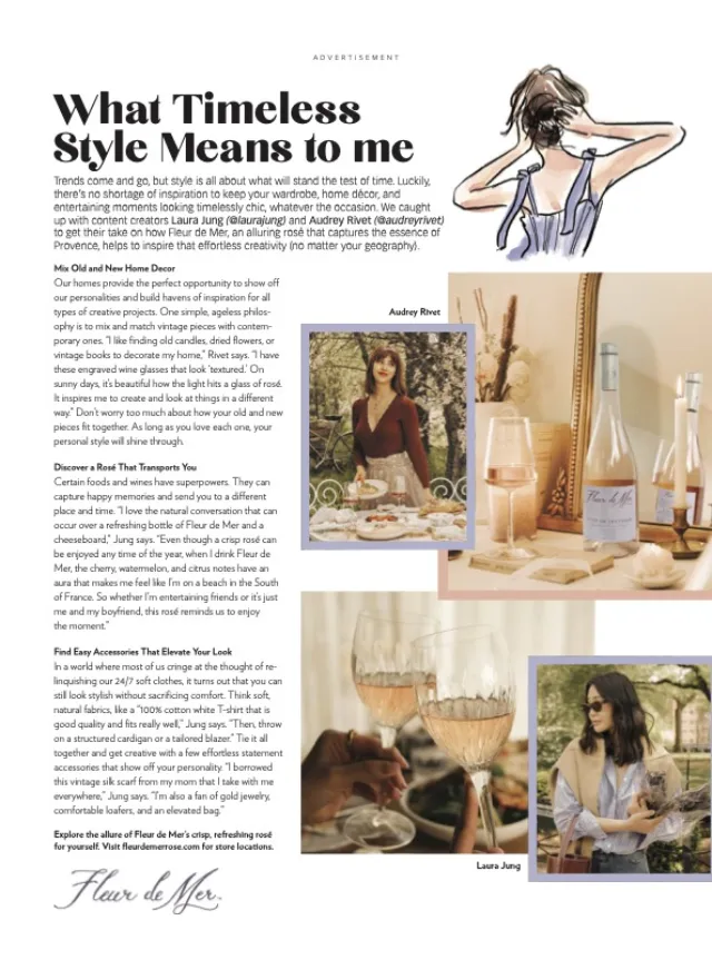 Magazine article titled What Timeless Style Means to me by Briana Kranz