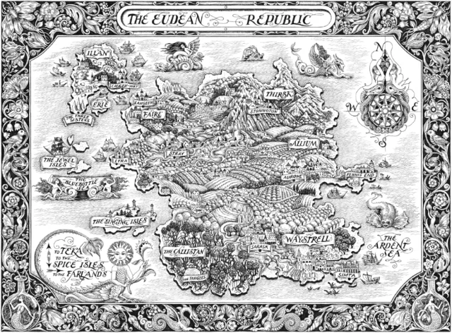 Detailed illustrated map of Eudean Republic by Sveta Dorosheva