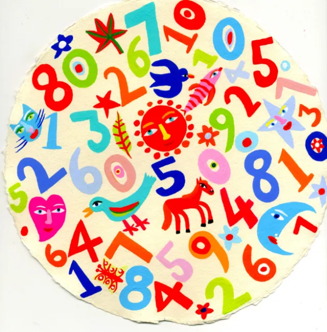 Circular colorful numbers and animals illustration by Christopher Corr