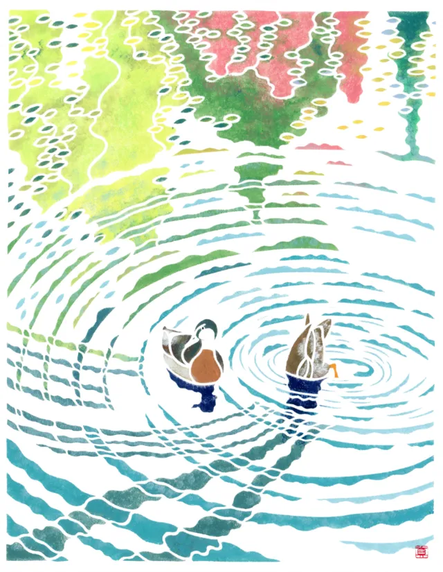 Animal illustration of a Mallard couple