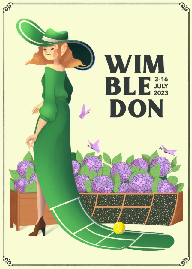 Poster illustration of Wimbledon 3-16 July 2023