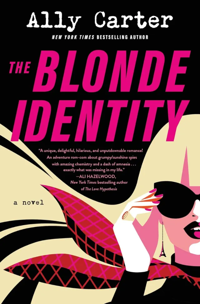 The Blonde Identity book cover with a blonde woman in sunglasses.