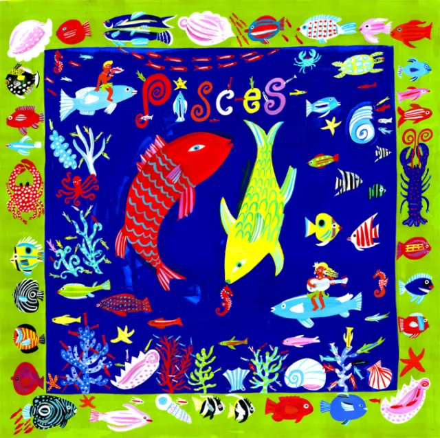 Colorful Pisces zodiac underwater scene by Christopher Corr with fish and marine life