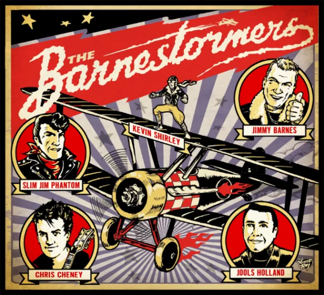 Comic poster for The Barnestormers music band
