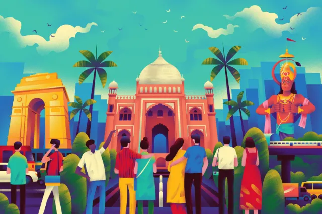 Graphic illustration of Delhi culture trip