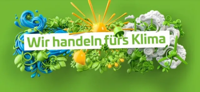 3D nature elements with German text Wir handeln fürs Klima