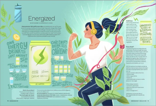Woman jogging with headphones and holding an energy drink can