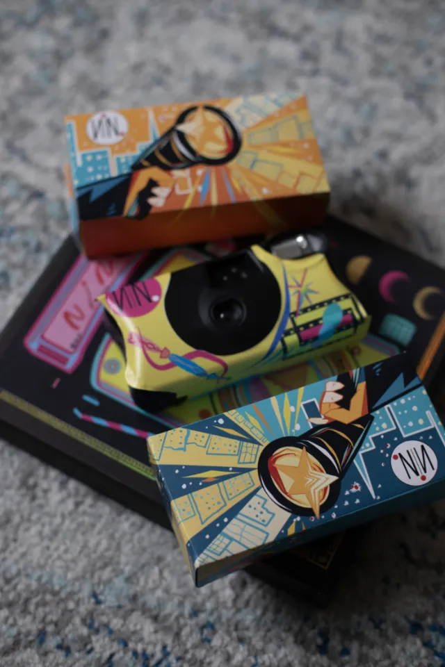 Kodak One Time Camera with colorful flashlight-themed packaging