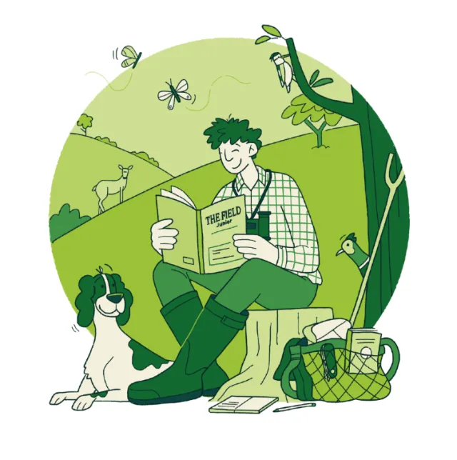 A teenager reading The Field Junior publication