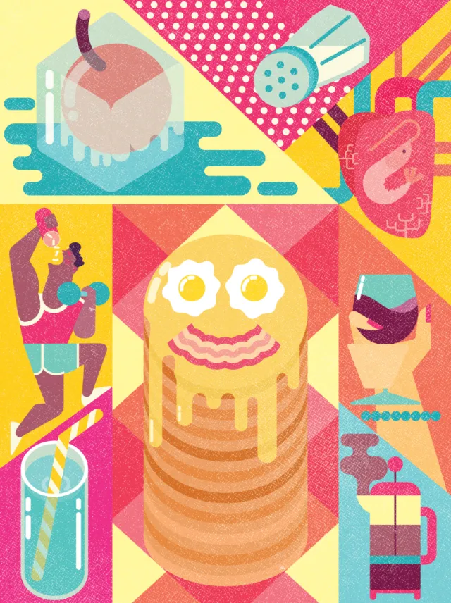 Editorial illustration exploring food and diet myths