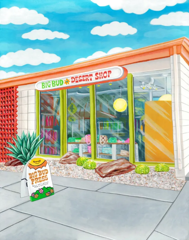 Realistic painting of Big Bud Desert Shop