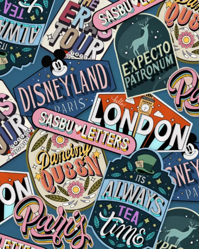 Hand-Lettered Street Collage of Paris and London