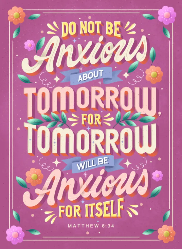 Beautiful Matthew 6:34 Calligraphy Print