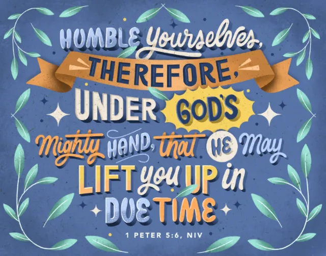 Calligraphy of bible verse 1 Peter 5:6, NIV