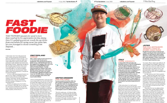 Red Bulletin Germany magazine feature about racing and food