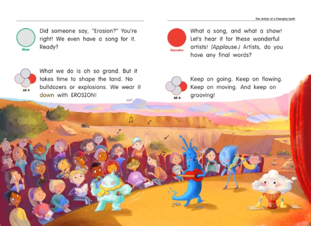Diverse animated characters dancing at sunset with music and celebration