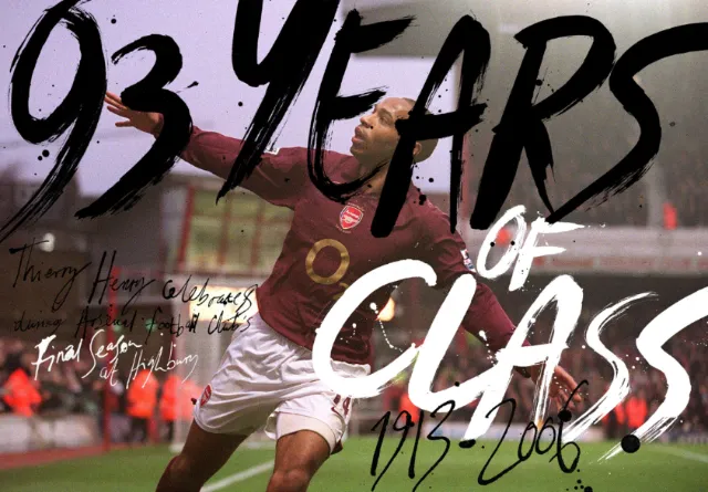 Thierry Henry celebrating with 93 years of class lettering