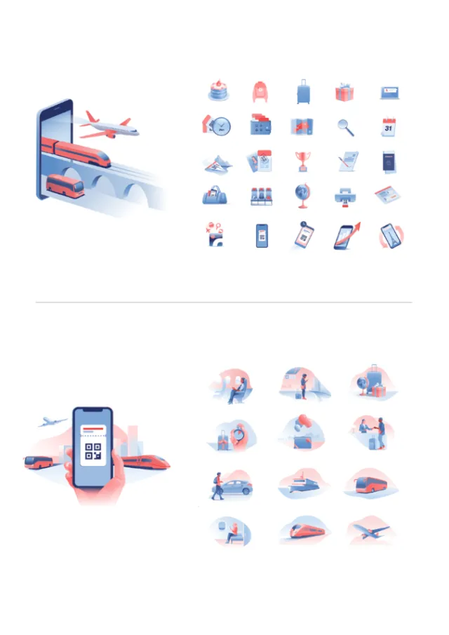 Mobile phone displaying digital boarding pass with travel and airplane icons.