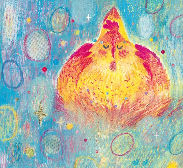 Abstract colorful bird with vibrant feathers in a dreamy background