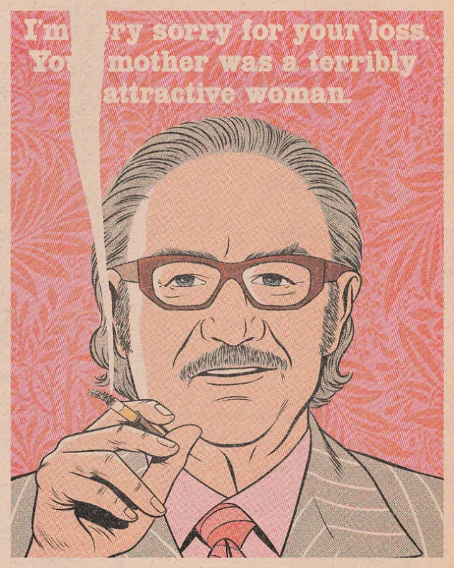 Vintage style illustration of a man with glasses smoking a cigarette