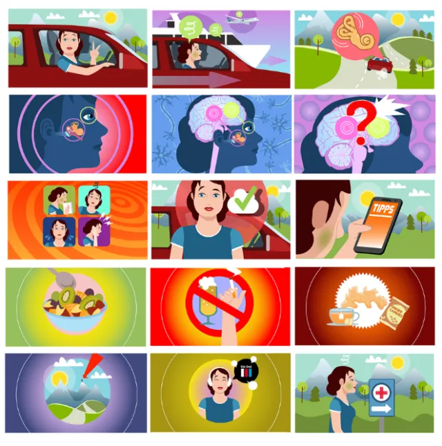 Series of images depicting brain health and memory improvement tips