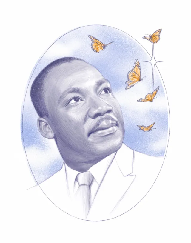 Artistic rendering of Martin Luther King Jr. in portrait style