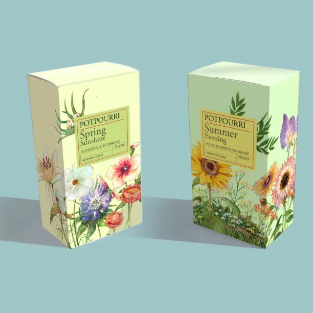 A conceptual portfolio illustration on floral potpourri packaging