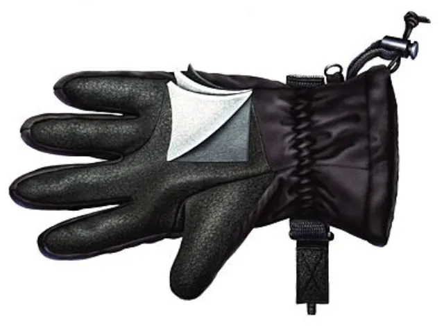 Black winter glove with three fingers and adjustable wrist strap, by Eberhard Reimann