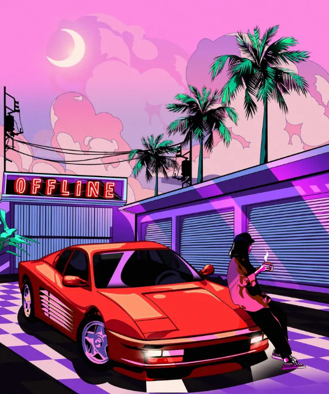 Futuristic retro art with Vaporwave aesthetics