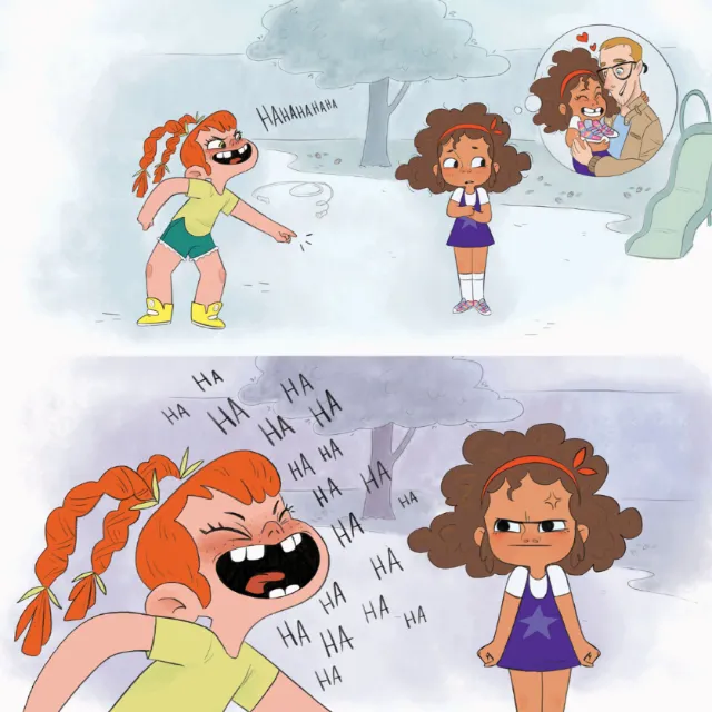 Children’s storybook page from "Zara’s Big Messy Goodbye"
