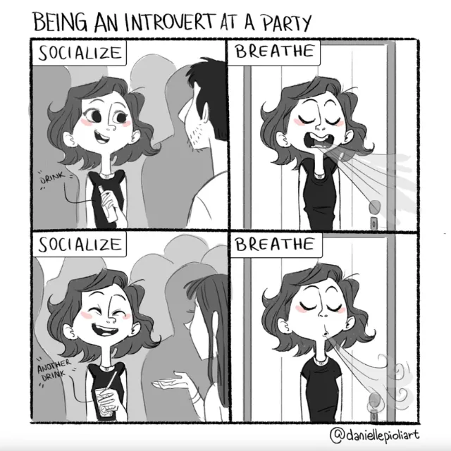 Comic strip about an introvert's daily life