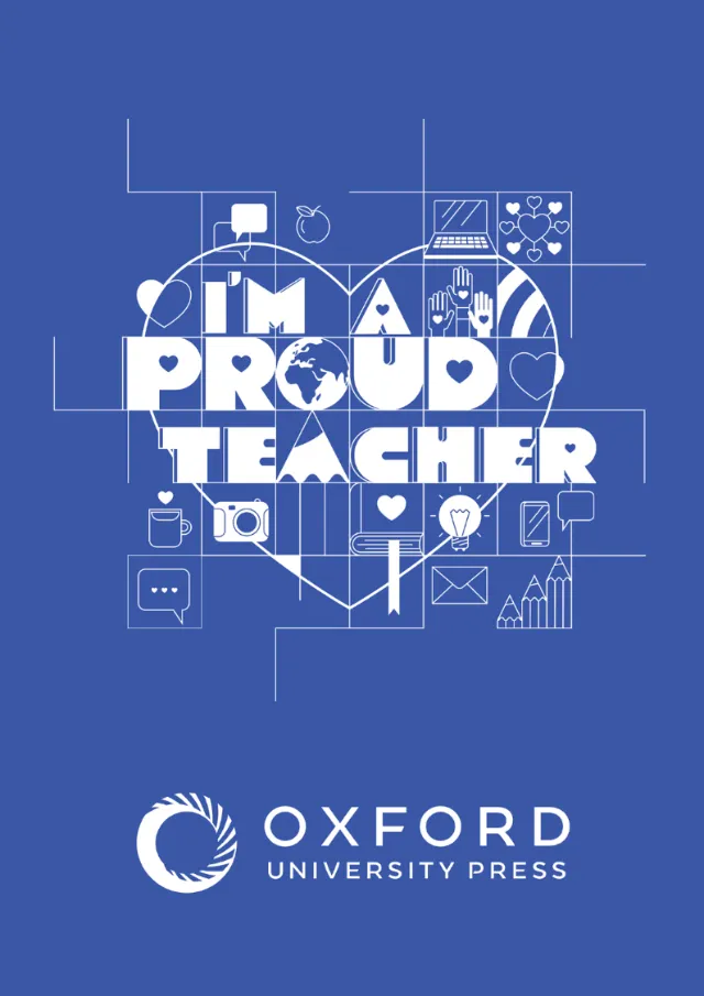 Educational graphic saying “I’m a Proud Teacher” with icons