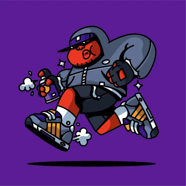Illustration of a runner holding a spray paint can