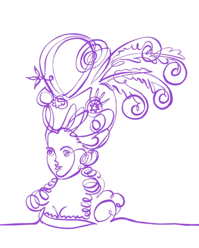 Single continuous line portrait of Marie Antoinette