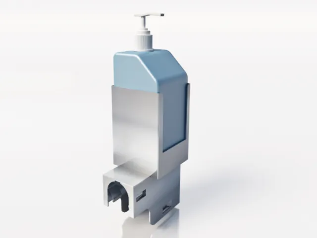 Wall-mounted hand sanitizer dispenser with pump mechanism