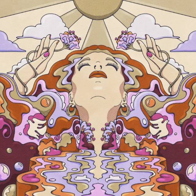 Psychedelic illustration of a woman connected to nature by Lively Scout