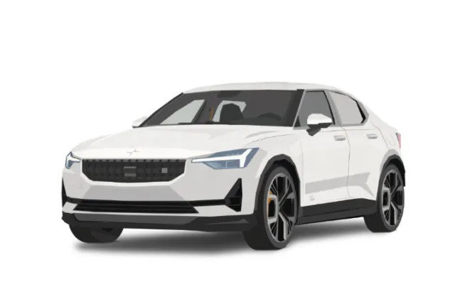 White Polestar 2 electric SUV front side view by Lukas Bischoff