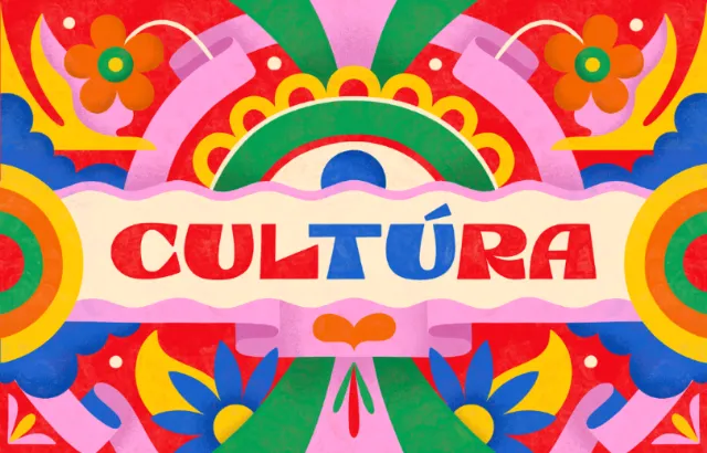 Colorful Cultura banner with bold patterns by Mel Cerri