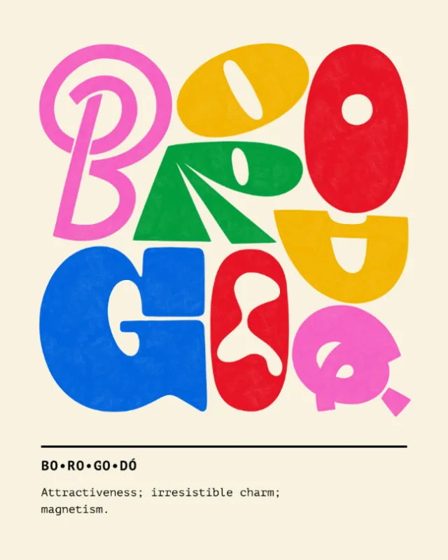 Colorful typographic poster of Brazuca word by Mel Cerri
